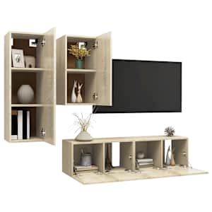 vidaXL Ensemble de meubles TV 4 pcs Ch&ecirc;ne sonoma Bois d'ing&eacute;nierie