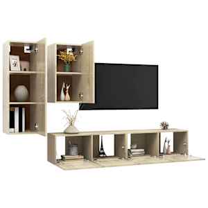 vidaXL Ensemble de meubles TV 4 pcs Ch&ecirc;ne sonoma Bois d'ing&eacute;nierie