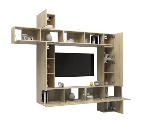 vidaXL Set de dulapuri TV, 9 piese, stejar Sonoma, lemn prelucrat