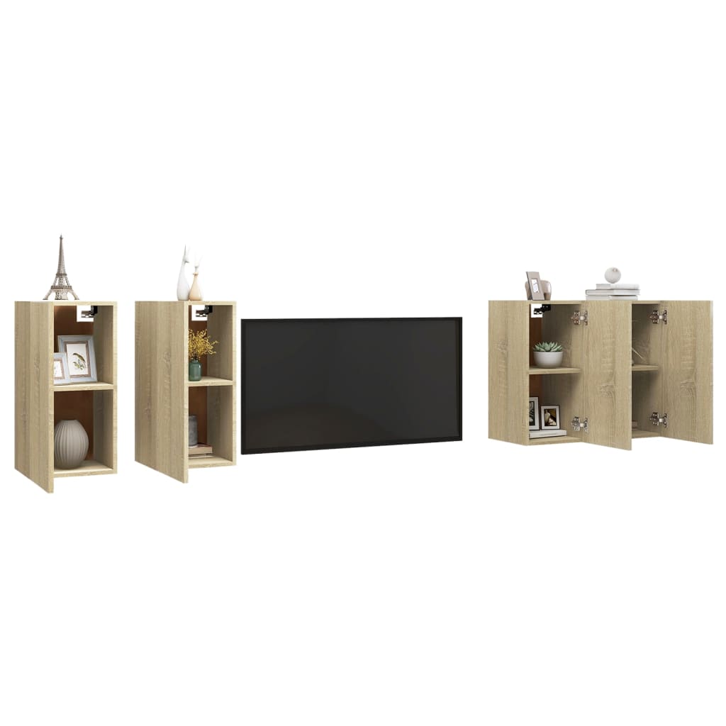 

vidaXL Tv-meubelen 4 st 30,5x30x60 cm spaanplaat sonoma eikenkleurig