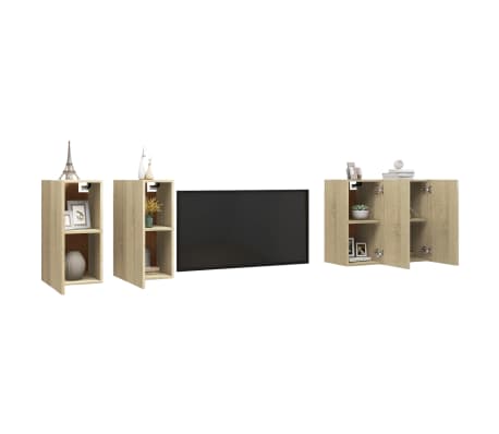 vidaXL Televizoriaus spintelės, 4vnt., ąžuolo, 30,5x30x60cm, mediena