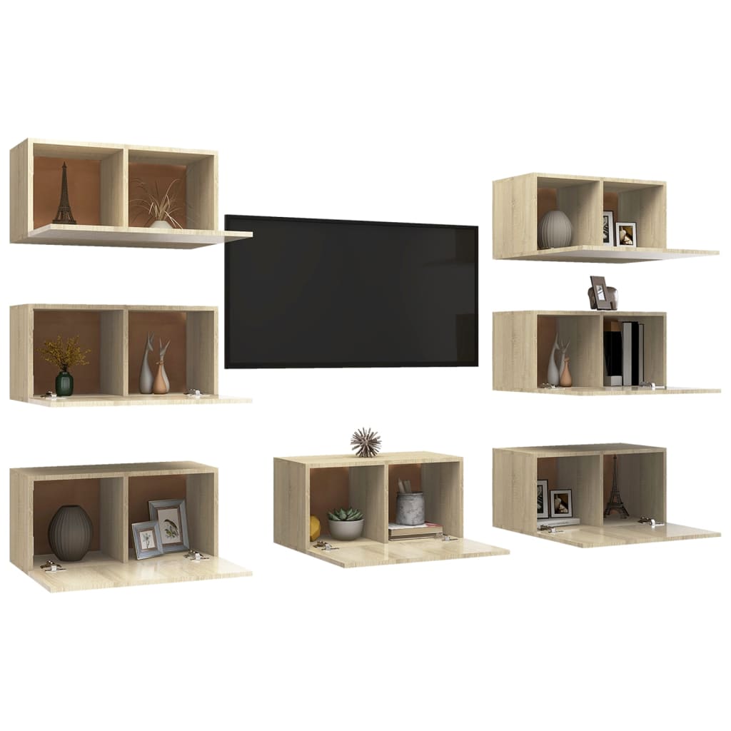 

vidaXL Tv-meubelen 7 st 30,5x30x60 cm spaanplaat sonoma eikenkleurig