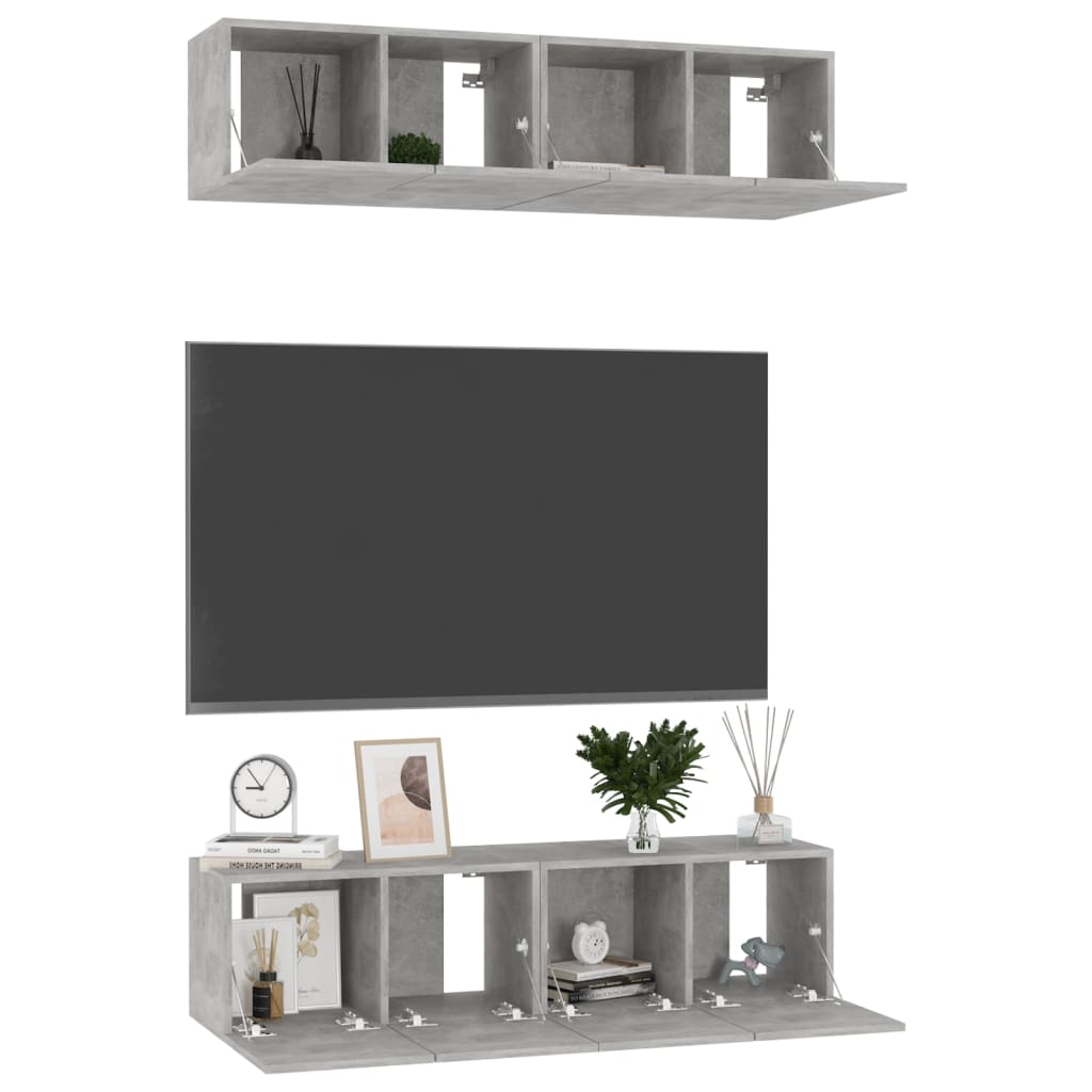 

vidaXL Tv-meubelen 4 st 60x30x30 cm spaanplaat betongrijs