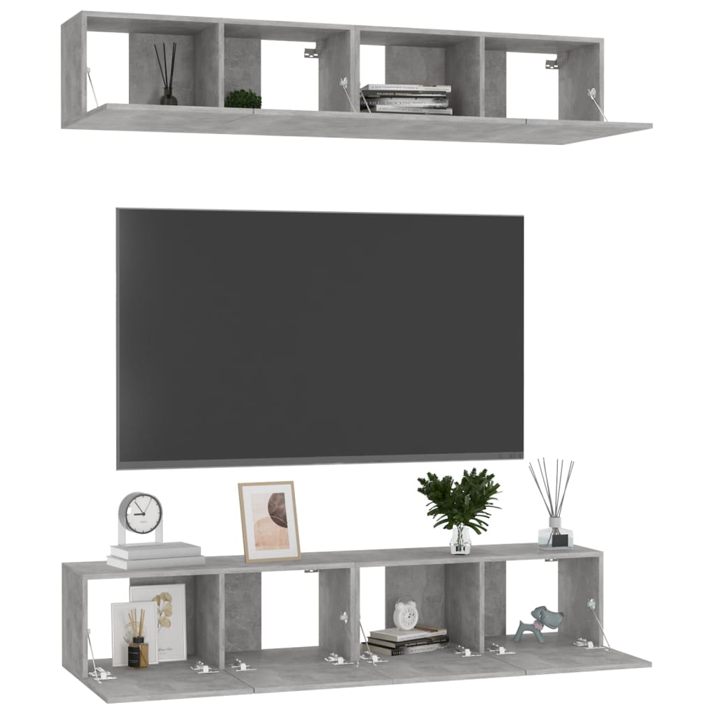 

vidaXL Tv-meubelen 4 st 80x30x30 cm spaanplaat betongrijs