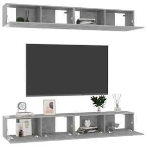 TV skříňky 4 ks betonově šedé 100 x 30 x 30 cm kompozitní dřevo - obrázek 3