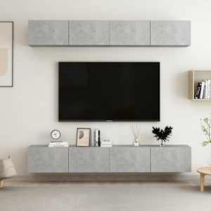 TV skříňky 4 ks betonově šedé 100 x 30 x 30 cm kompozitní dřevo - obrázek 1