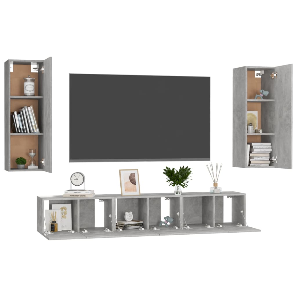 

vidaXL 5-delige Tv-meubelset spaanplaat betongrijs