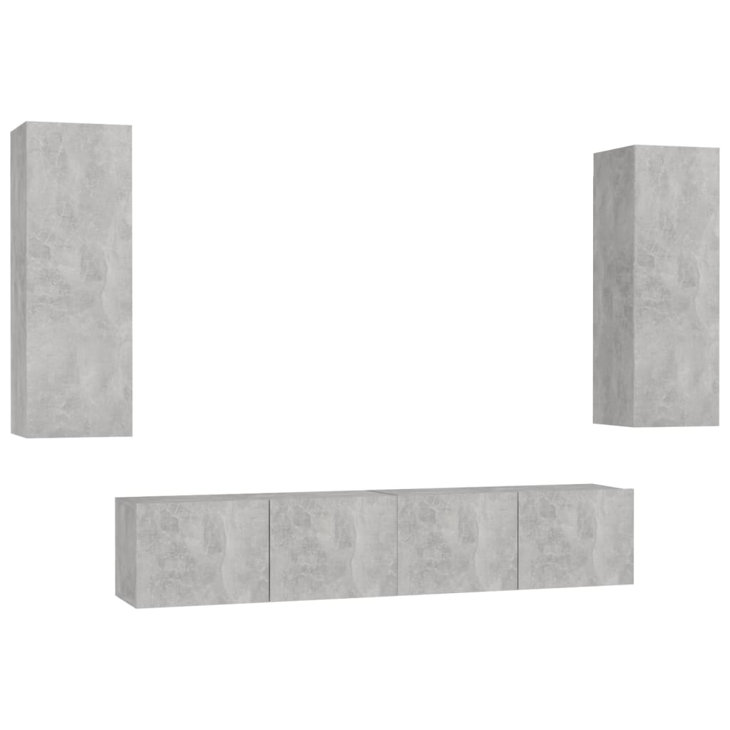 

vidaXL 4 Piece TV Cabinet Set Concrete Gray Chipboard