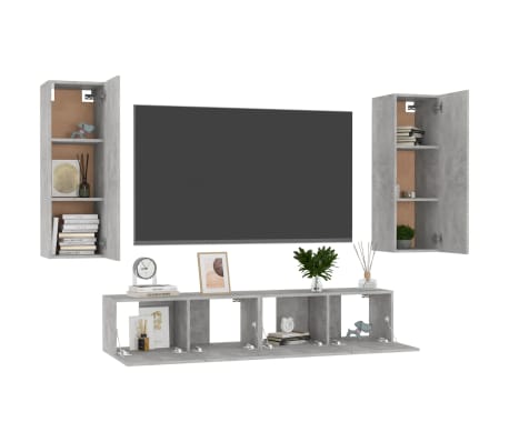 vidaXL 4 hluta Sj&oacute;nvarpssk&aacute;pasett Steypugr&aacute;tt Samsettur Vi&eth;ur