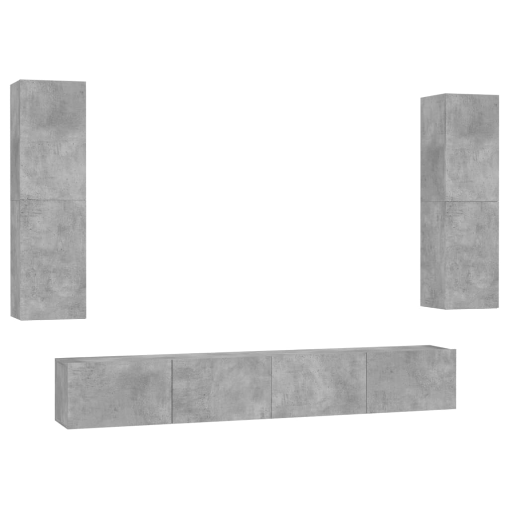 

vidaXL 4 Piece TV Cabinet Set Concrete Gray Chipboard