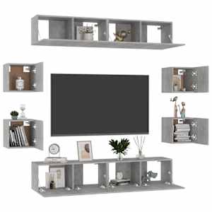 8dílný set TV skříněk betonově šedý dřevotříska - obrázek 8