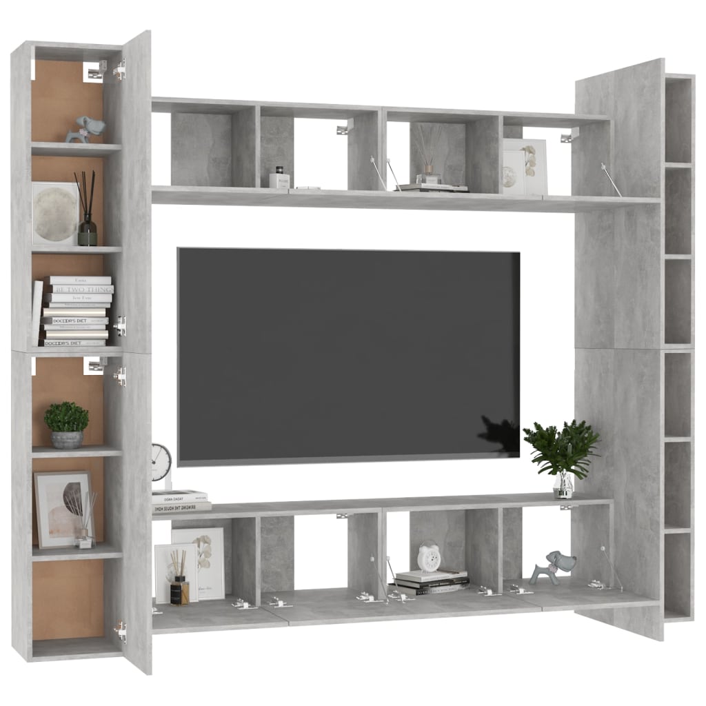 

vidaXL 8-delige Tv-meubelset spaanplaat betongrijs