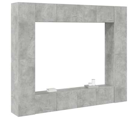 vidaXL Televizoriaus spintelių komplektas, 8 dalių, betono, mediena