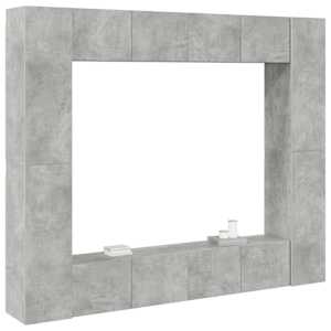 vidaXL Televizoriaus spintelių komplektas, 8 dalių, betono, mediena