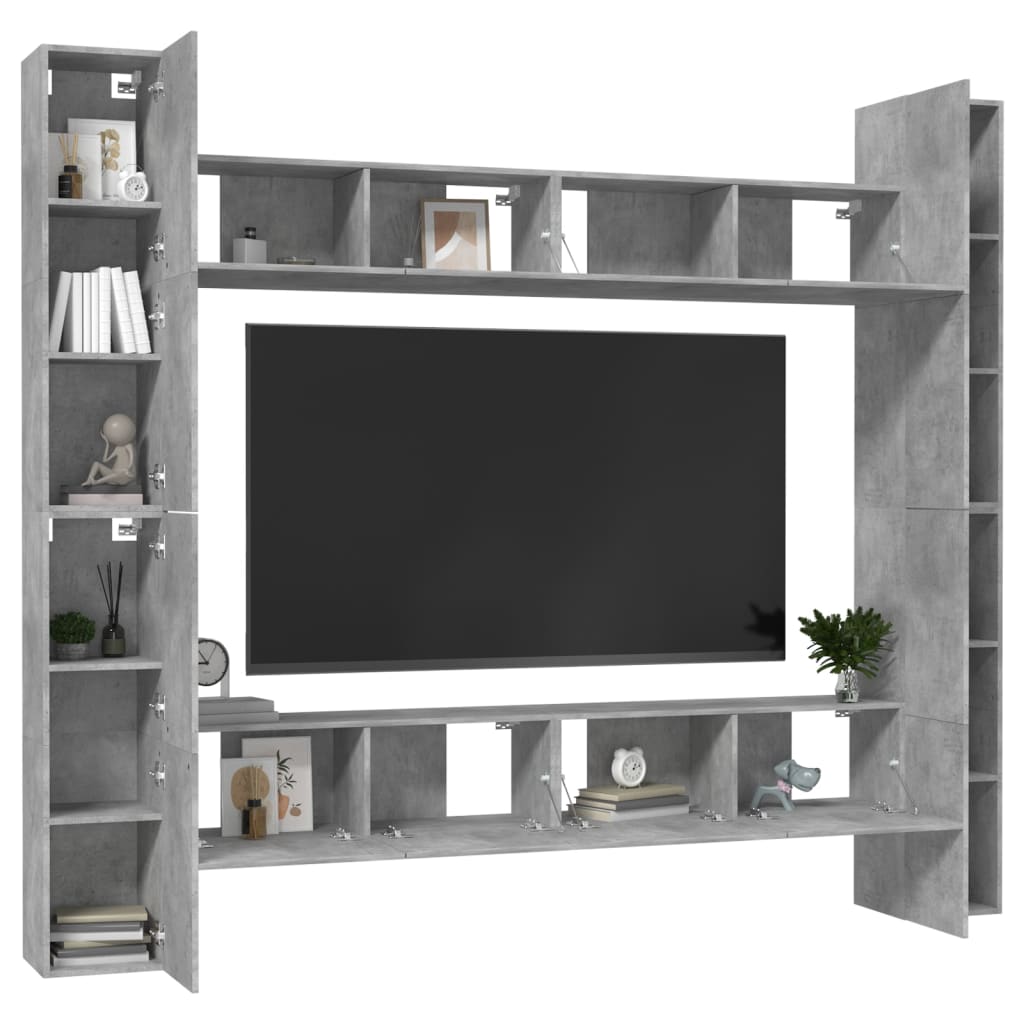 

vidaXL 8-delige Tv-meubelset spaanplaat betongrijs