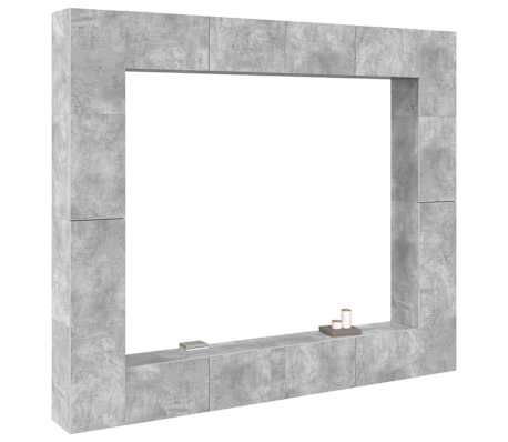 vidaXL Televizoriaus spintelių komplektas, 8 dalių, betono, mediena