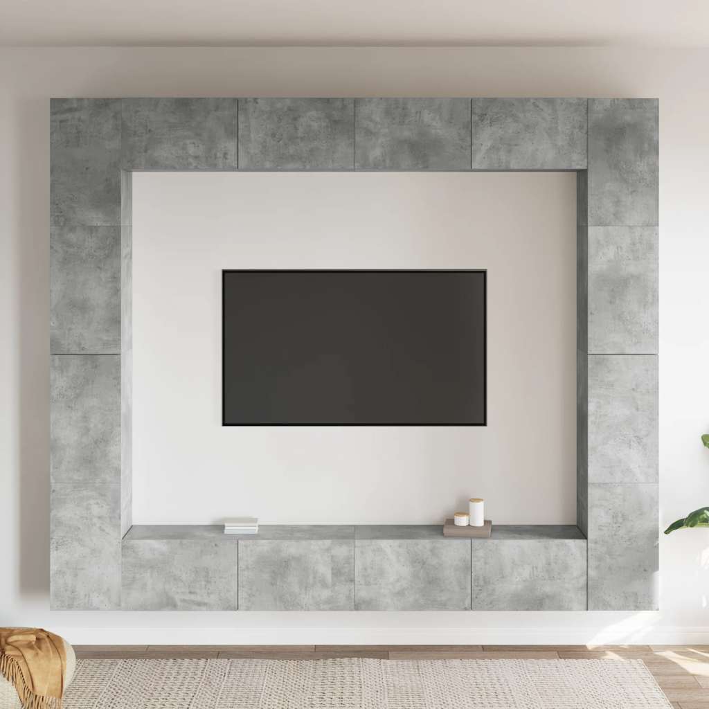 Ensemble de meubles TV 8 pcs Gris béton Aggloméré