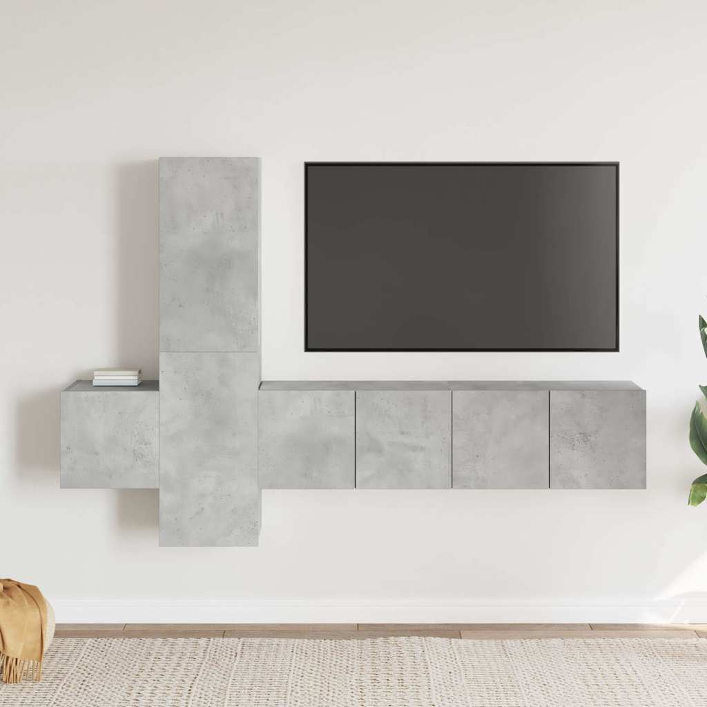 Ensemble de meubles TV 5 pcs Gris béton Aggloméré