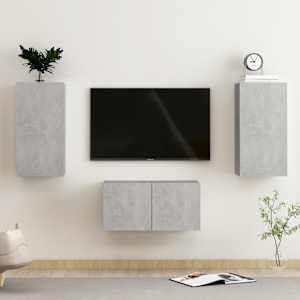Komplet TV omaric 3-delni betonsko siva iverna plošča