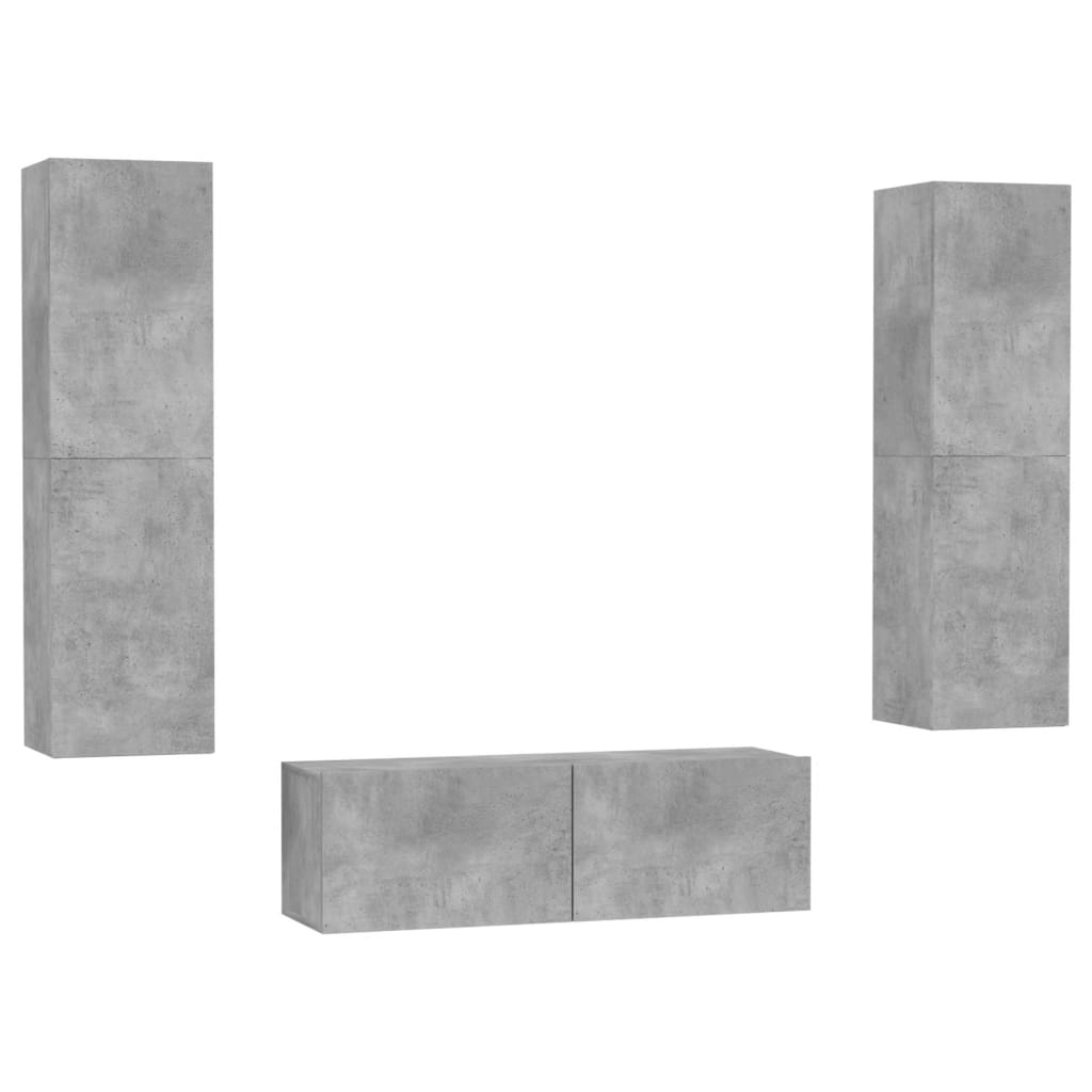 

vidaXL 3 Piece TV Cabinet Set Concrete Gray Chipboard