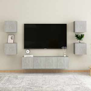 Komplet TV omaric 6-delni betonsko siva iverna plošča