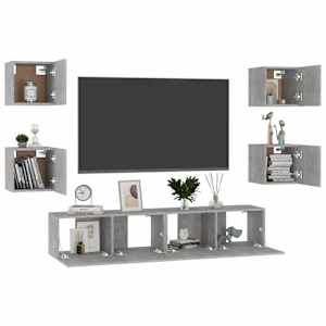 6dílný set TV skříněk betonově šedý kompozitní dřevo - obrázek 3