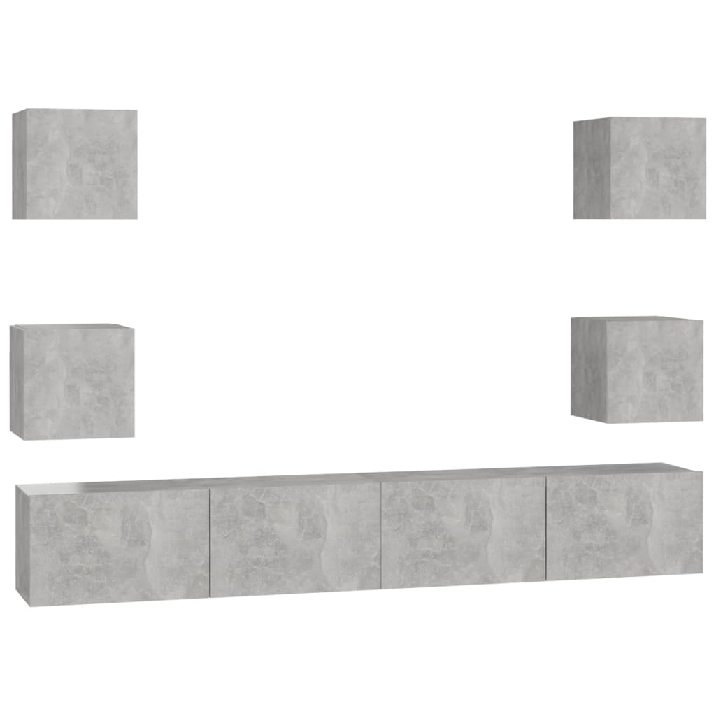 

vidaXL 6 Piece TV Cabinet Set Concrete Gray Chipboard