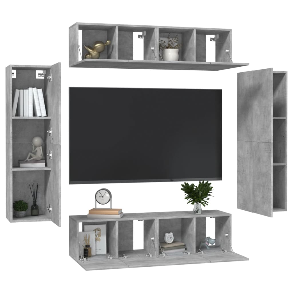 

vidaXL 6-delige Tv-meubelset spaanplaat betongrijs