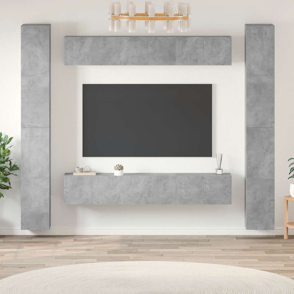 Ensemble de meubles TV 6 pcs Gris béton Aggloméré