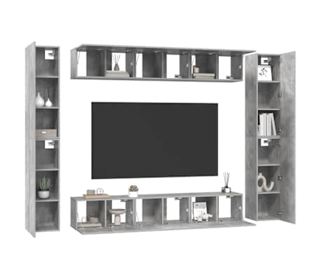 vidaXL 10 Piece TV Cabinet Set Concrete Grey Engineered Wood