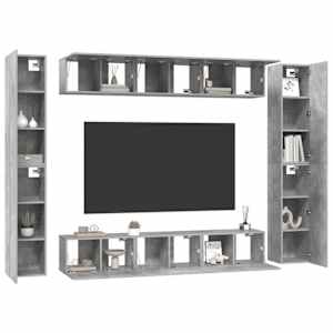 vidaXL 10 Piece TV Cabinet Set Concrete Grey Engineered Wood