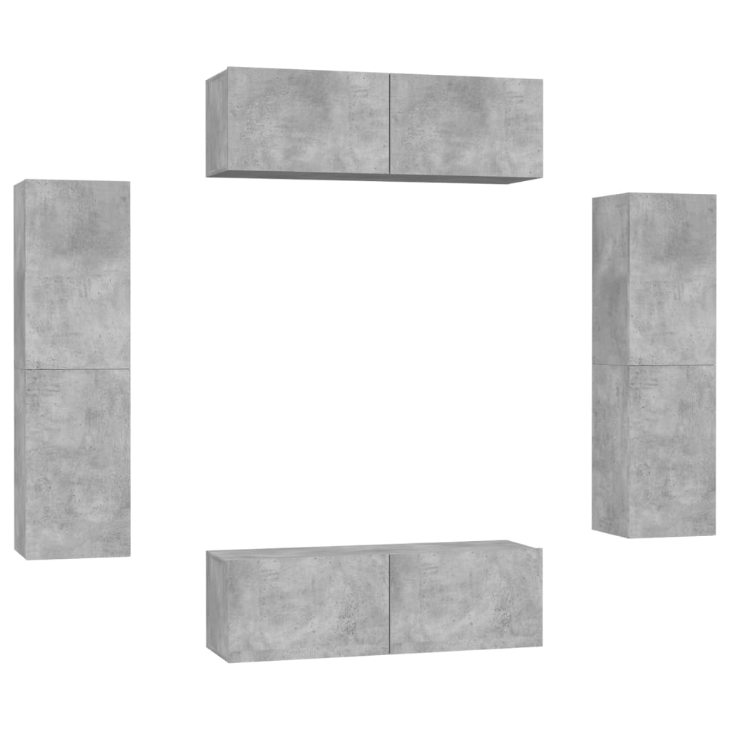 

vidaXL 4 Piece TV Cabinet Set Concrete Gray Chipboard