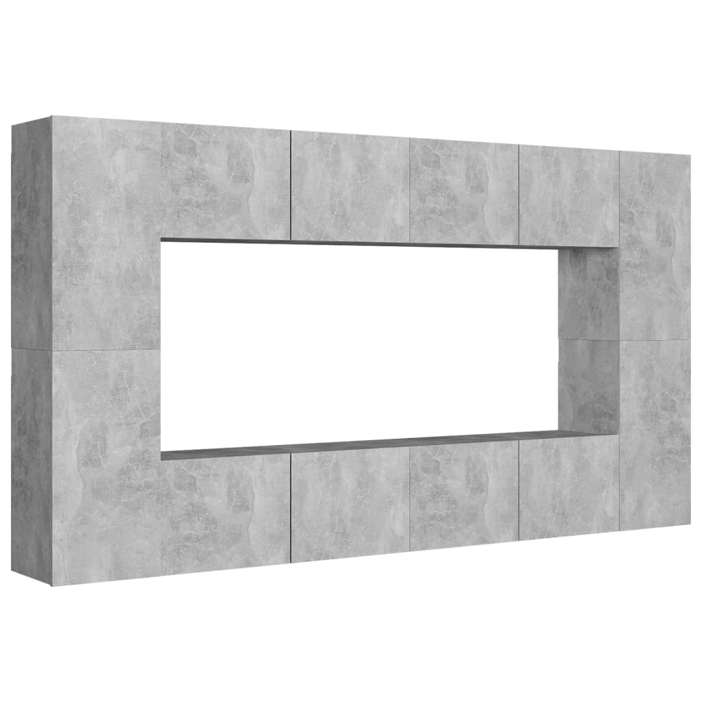 

vidaXL 8 Piece TV Cabinet Set Concrete Gray Chipboard