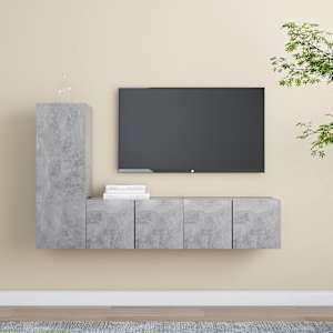 Komplet TV omaric 3-delni betonsko siva iverna plošča