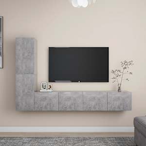 4dílný set TV skříněk betonově šedý dřevotříska - obrázek 1