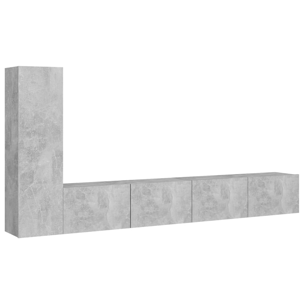 

vidaXL 3 Piece TV Cabinet Set Concrete Gray Chipboard