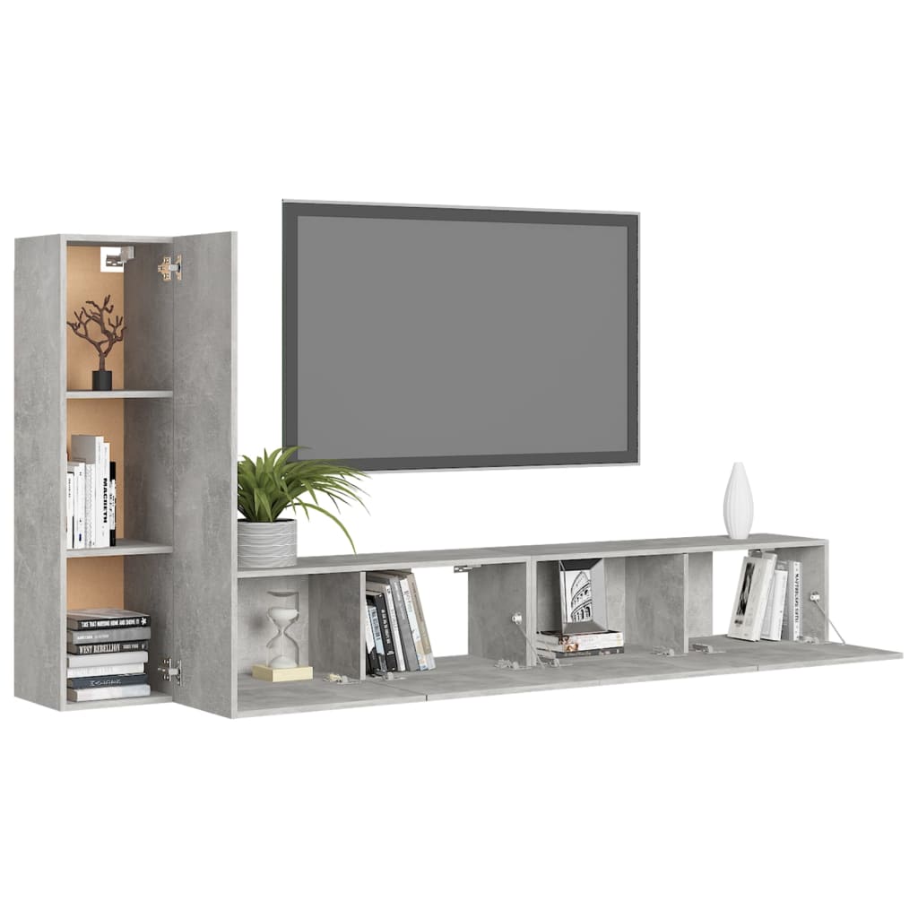 

vidaXL 3-delige Tv-meubelset spaanplaat betongrijs