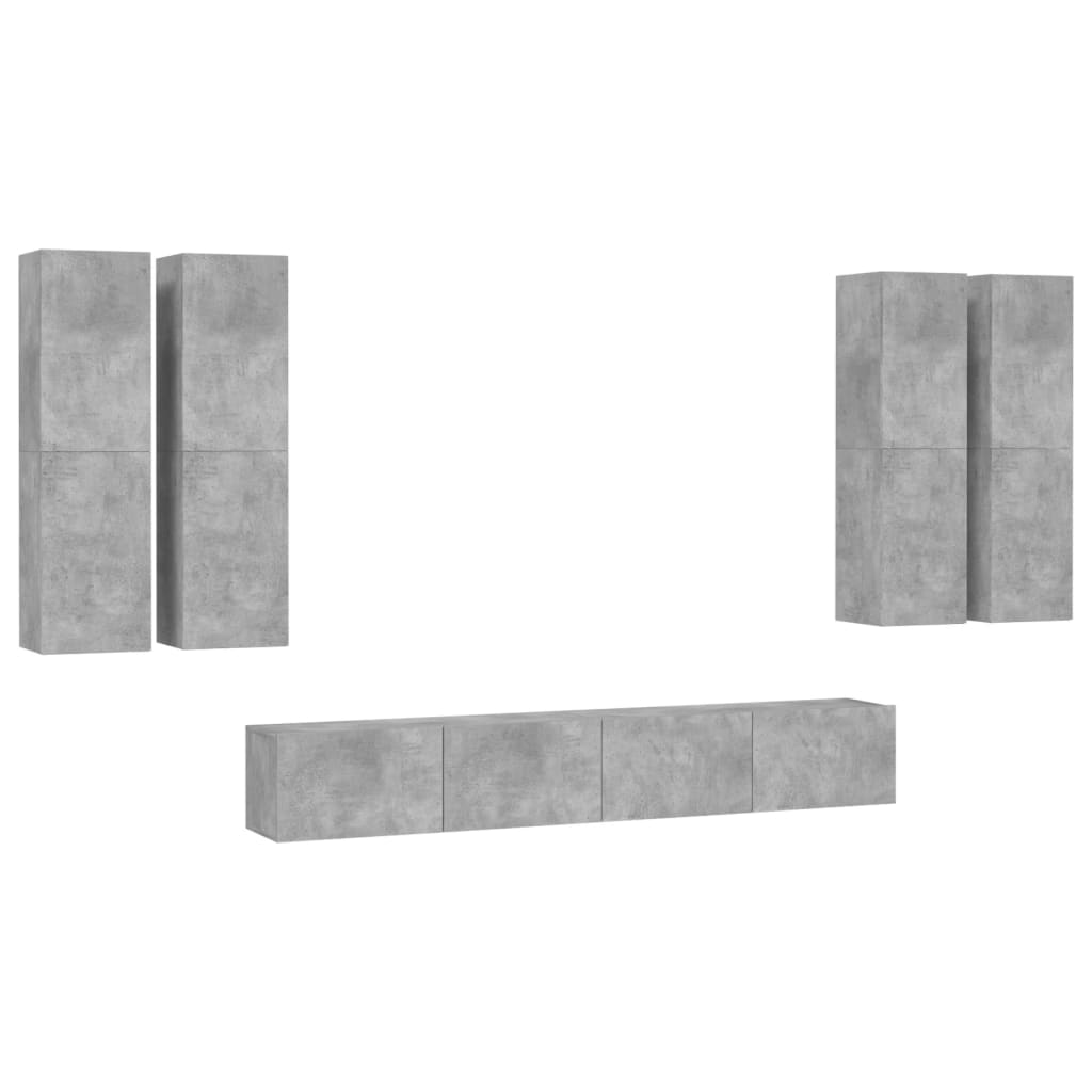 

vidaXL 6 Piece TV Cabinet Set Concrete Gray Chipboard
