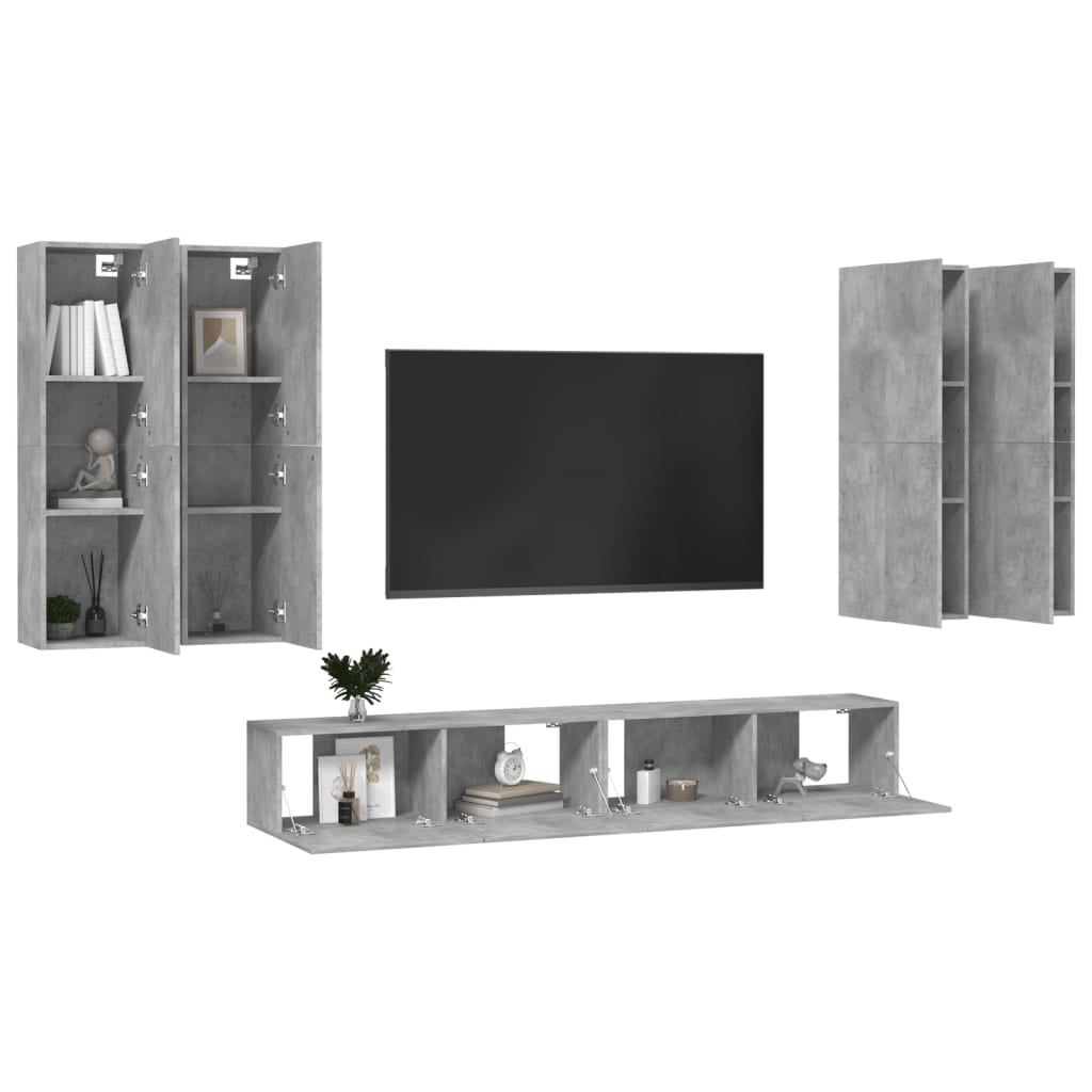 

vidaXL 6-delige Tv-meubelset spaanplaat betongrijs