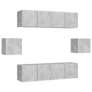vidaXL 6-osaline telerikappide komplekt, betoonhall, tehispuit