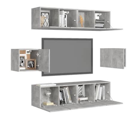 vidaXL 6d&iacute;ln&yacute; set TV skř&iacute;něk betonově &scaron;ed&yacute; kompozitn&iacute; dřevo