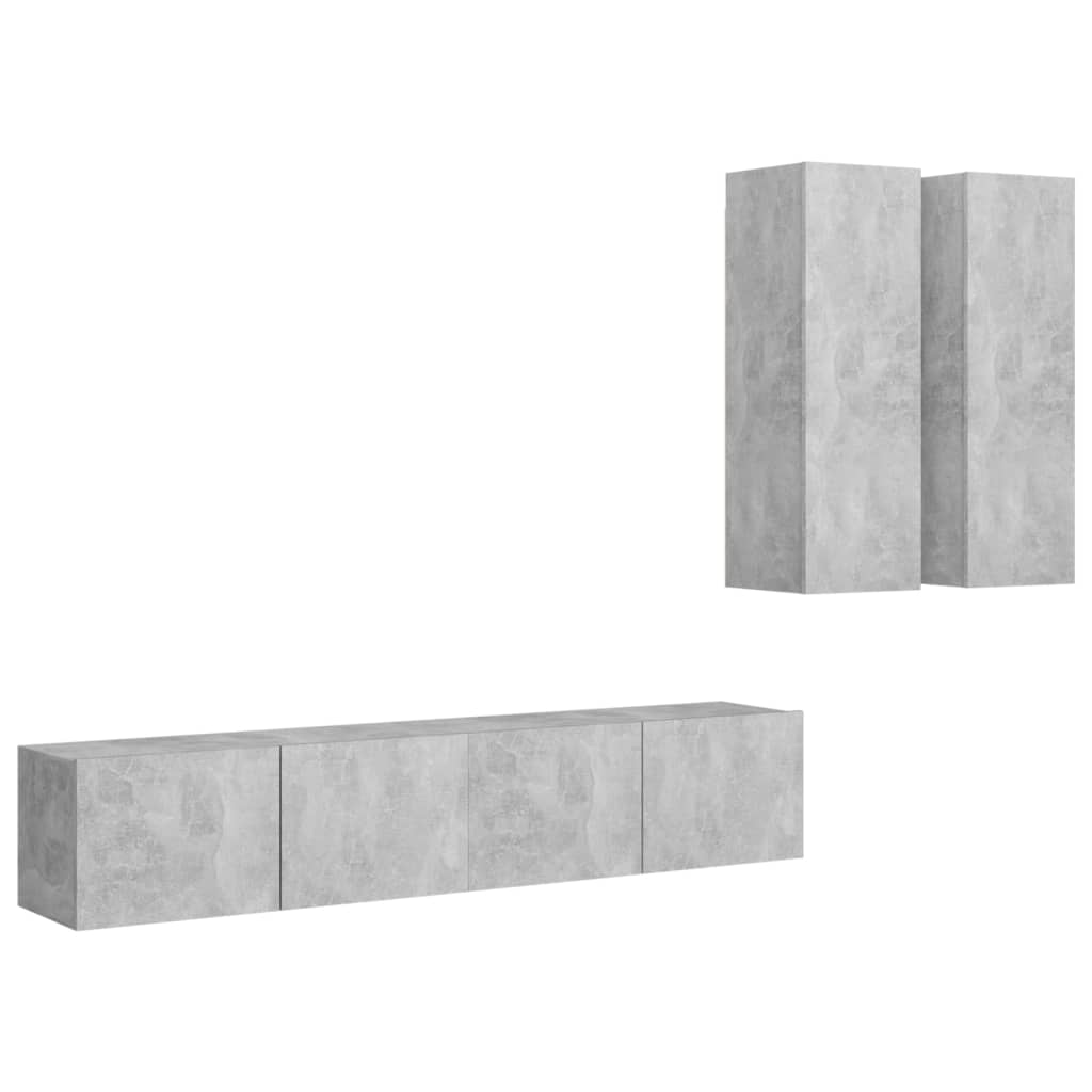 

vidaXL 4 Piece TV Cabinet Set Concrete Gray Chipboard