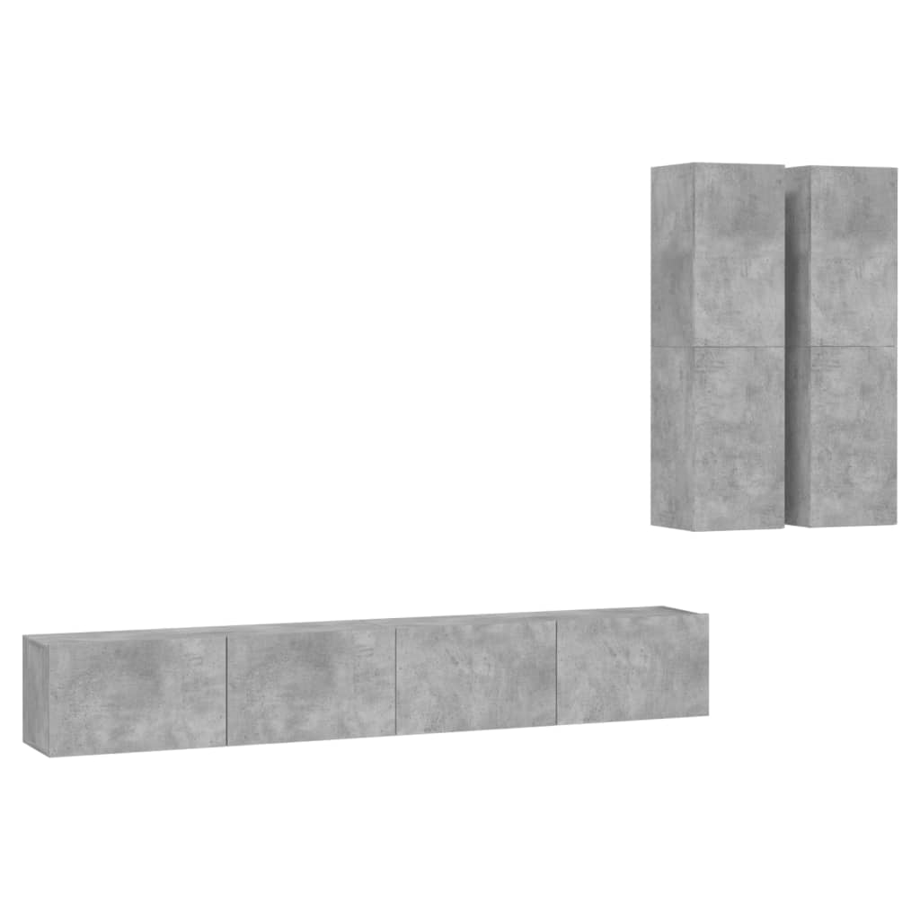 

vidaXL 4 Piece TV Cabinet Set Concrete Gray Chipboard