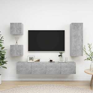 5dílný set TV skříněk betonově šedý kompozitní dřevo - obrázek 1