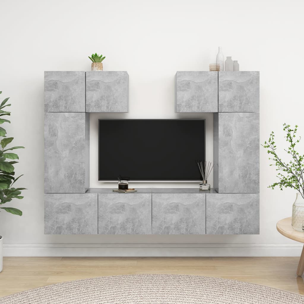 vidaXL Set de dulapuri TV, 6 piese, gri beton, lemn prelucrat