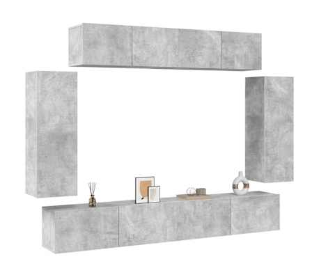 vidaXL 6-delige Tv-meubelset bewerkt hout betongrijs