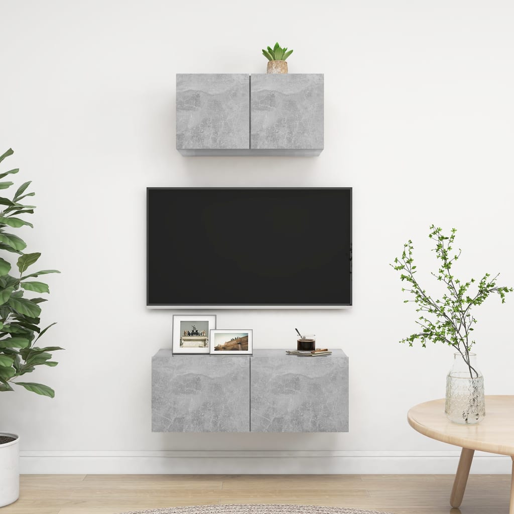 vidaXL 2-cz. zestaw szafek TV, szaro betonu, materia drewnopochodny