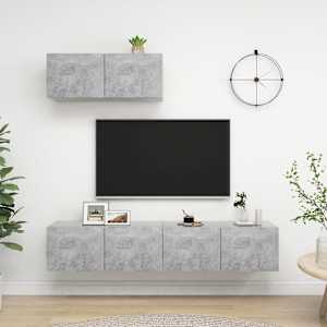 TV skříňky 3 ks betonově šedé kompozitní dřevo - obrázek 1