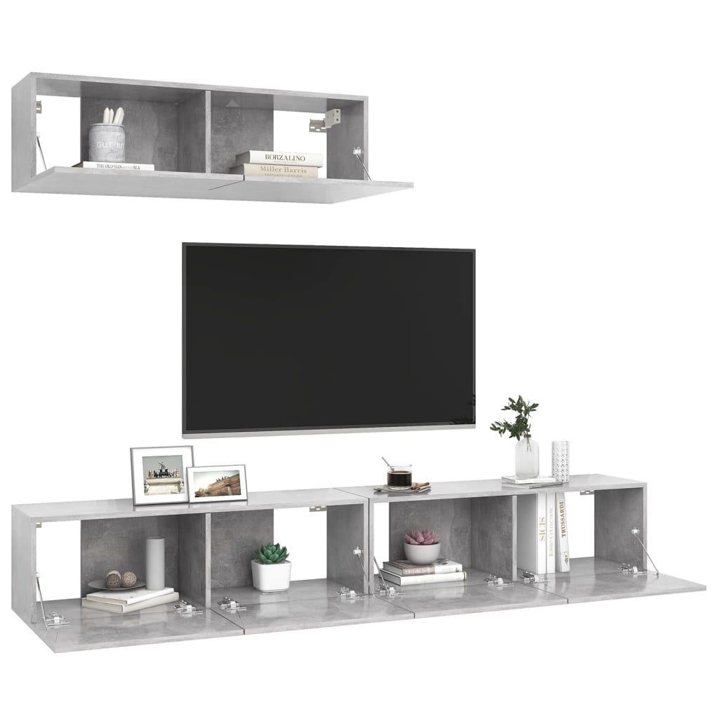 vidaXL TV Cabinets 3 pcs Concrete Gray Chipboard