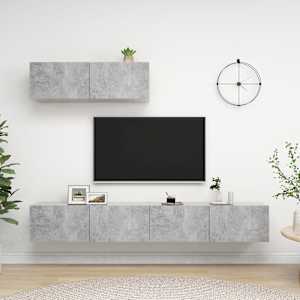 TV skříňky 3 ks betonově šedé kompozitní dřevo - obrázek 1